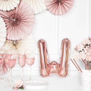 Foil Balloon Letter ''W'', 35cm, rose gold