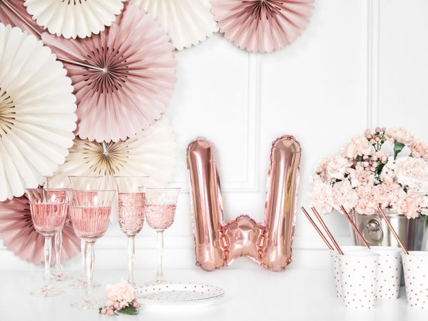 Foil Balloon Letter ''W'', 35cm, rose gold