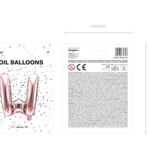 Foil Balloon Letter ''W'', 35cm, rose gold