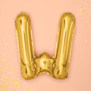 Foil Balloon Letter ''W'', 35cm, gold