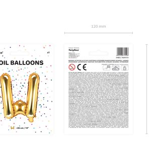 Foil Balloon Letter ''W'', 35cm, gold