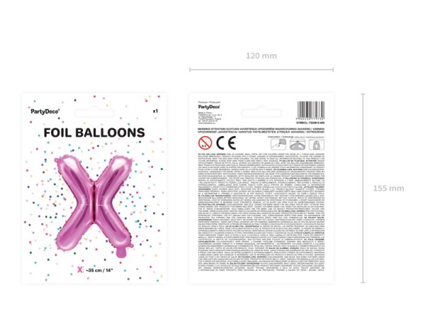 Foil Balloon Letter ''X'', 35cm, dark pink