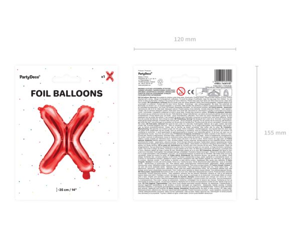 Foil Balloon Letter ''X'', 35cm, red