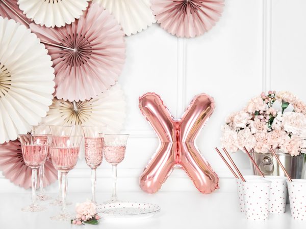 Foil Balloon Letter ''X'', 35cm, rose gold