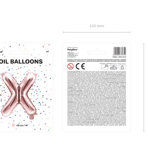 Foil Balloon Letter ''X'', 35cm, rose gold