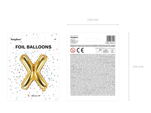 Foil Balloon Letter ''X'', 35cm, gold