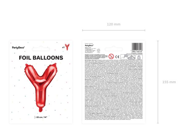 Foil Balloon Letter ''Y'', 35cm, red