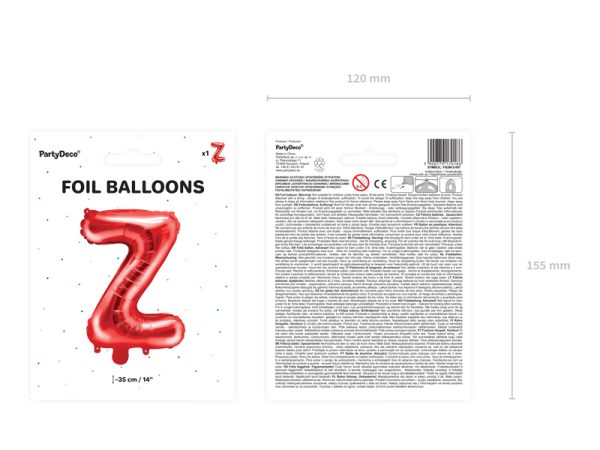 Foil Balloon Letter ''Z'', 35cm, red