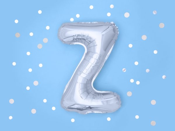 Foil Balloon Letter ''Z'', 35cm, silver