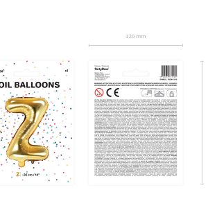 Foil Balloon Letter ''Z'', 35cm, gold