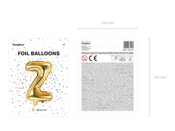Foil Balloon Letter ''Z'', 35cm, gold