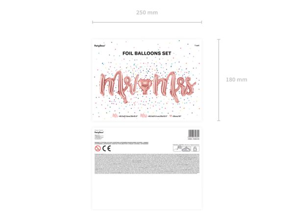 Foil Balloon Mr Mrs, rose gold, 69x125cm
