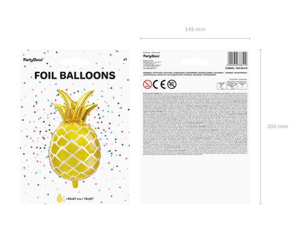 Foil balloon Pineapple, gold, 38x63cm