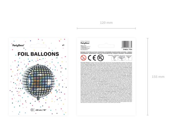 Foil Balloon Disco Ball, 40cm