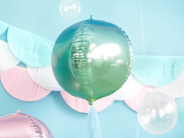 Foil Balloon Ombre Ball, blue and green, 35cm