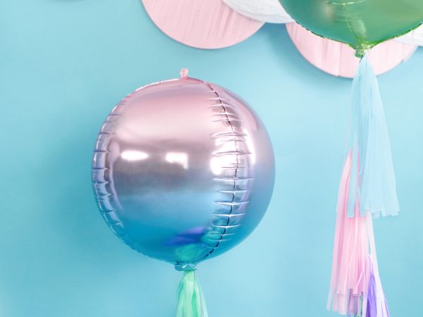Foil Balloon Ombre Ball, violet and blue, 35cm