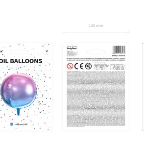 Foil Balloon Ombre Ball, violet and blue, 35cm
