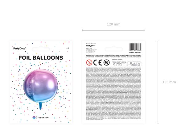 Foil Balloon Ombre Ball, violet and blue, 35cm