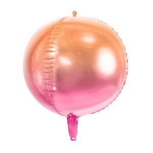 Foil Balloon Ombre Ball, pink and orange, 35cm