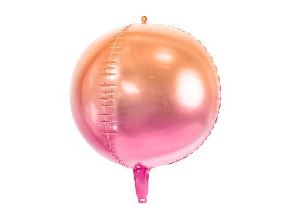 Foil Balloon Ombre Ball, pink and orange, 35cm