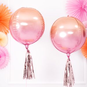 Foil Balloon Ombre Ball, pink and orange, 35cm