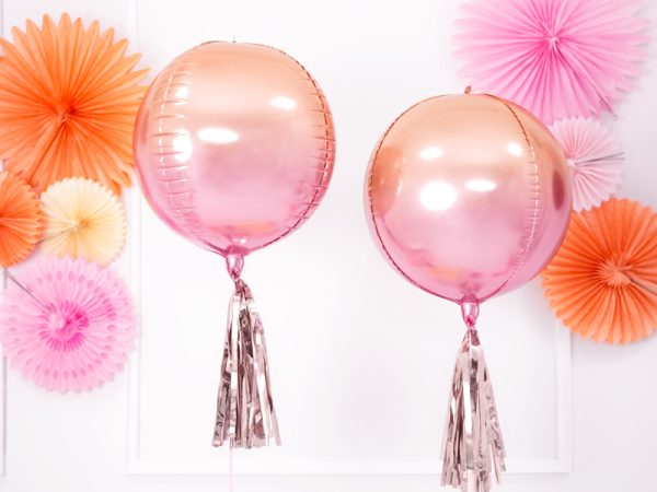 Foil Balloon Ombre Ball, pink and orange, 35cm