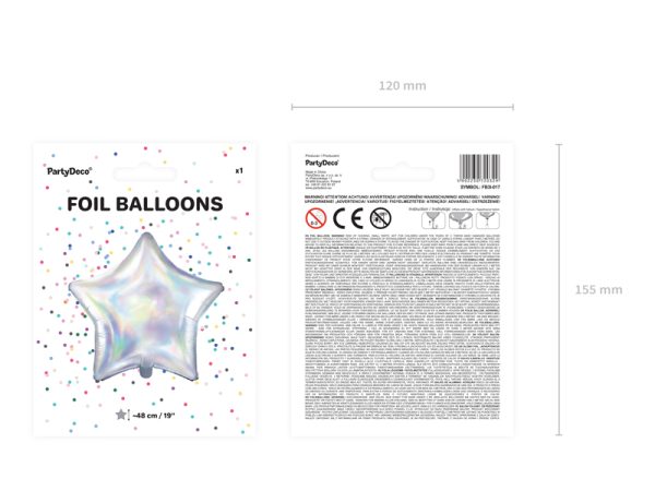 Foil Balloon Star, 48cm, iridescent