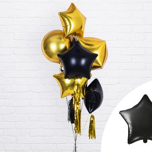 Foil Balloon Star, 48cm, black