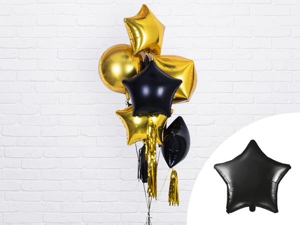 Foil Balloon Star, 48cm, black