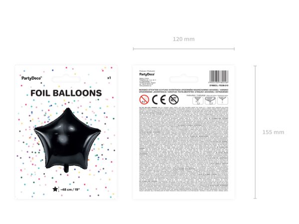 Foil Balloon Star, 48cm, black