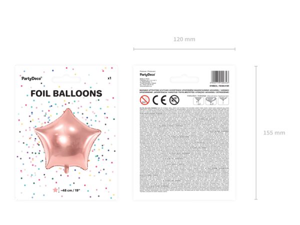 Foil Balloon Star, 48cm, rose gold