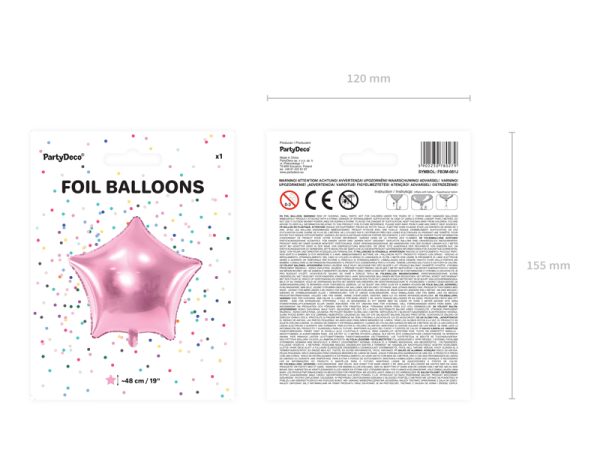 Foil Balloon Star, 48cm, light pink
