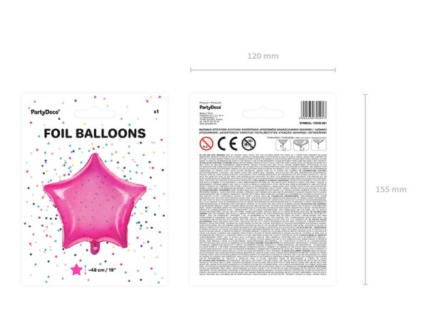 Foil Balloon Star, 48cm, pink