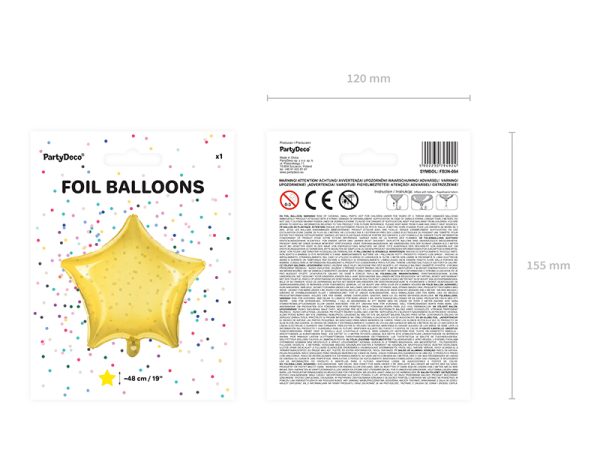 Foil Balloon Star, 48cm, yellow