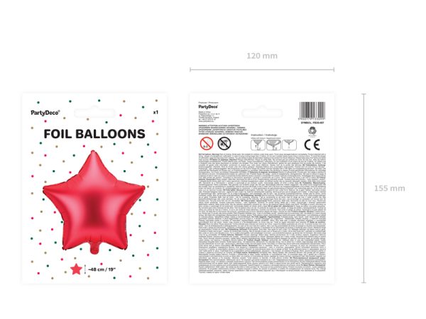 Foil balloon Star, 48cm, red