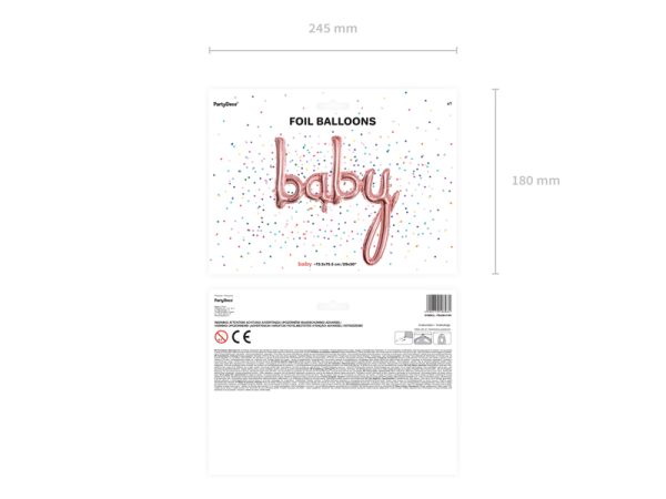 Foil balloon Baby, rose gold, 73.5x75.5cm