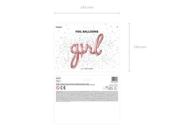 Foil balloon Girl, rose gold, 77x70cm