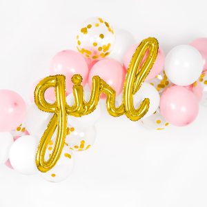 Foil balloon Girl, gold, 77x70cm