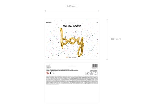 Foil balloon Boy, gold, 63.5x74cm