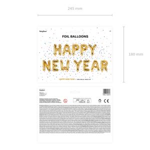 Foil Balloon Happy New Year, 422x46 cm, gold