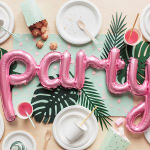 Foil Balloon Party, 80x40cm, pink