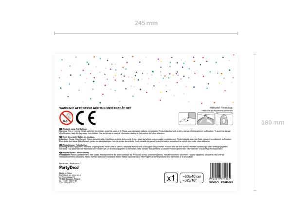 Foil Balloon Party, 80x40cm, pink