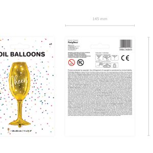 Foil balloon Glass, 28x80cm, gold