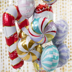 Foil balloon Candy cane, 50x82cm, red