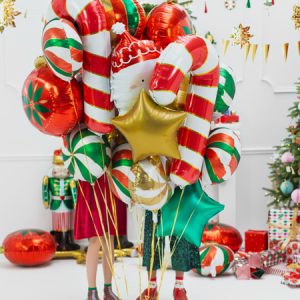 Foil balloon Candy cane, 50x82cm, red