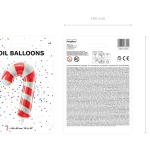 Foil balloon Candy cane, 50x82cm, red