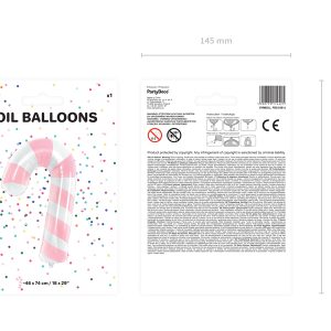 Foil balloon Candy cane, 50x82cm, pink