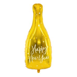 Foil balloon Bottle - Happy New Year, 32x82cm, gold