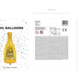 Foil balloon Bottle - Happy New Year, 32x82cm, gold