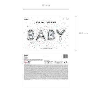 Foil balloon Baby, 262x86cm, silver